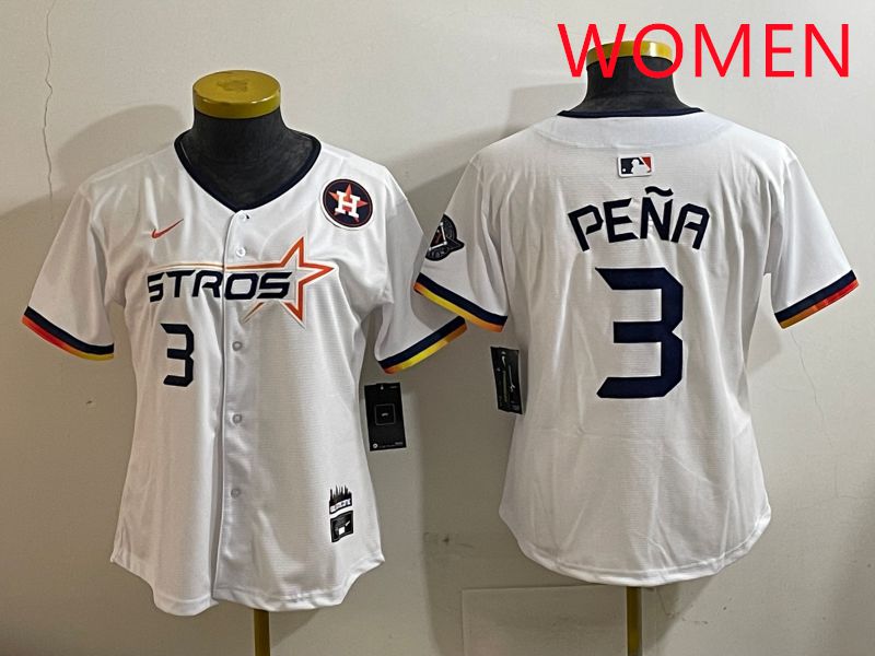 Women Houston Astros #3 Pena White three generations Joint Name Nike 2025 MLB Jersey style 6->women mlb jersey->Women Jersey